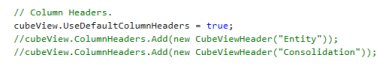 Common Header properties configured in the Dynamic Cube View Service